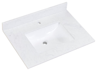 Salerno 31" Engineered stone Vanity Top in Aosta White with White Sink