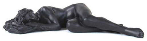 Lying Nude Female Sculpture - Black