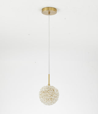 1-Light Brass Steel Single Pendant With Clear Crystals