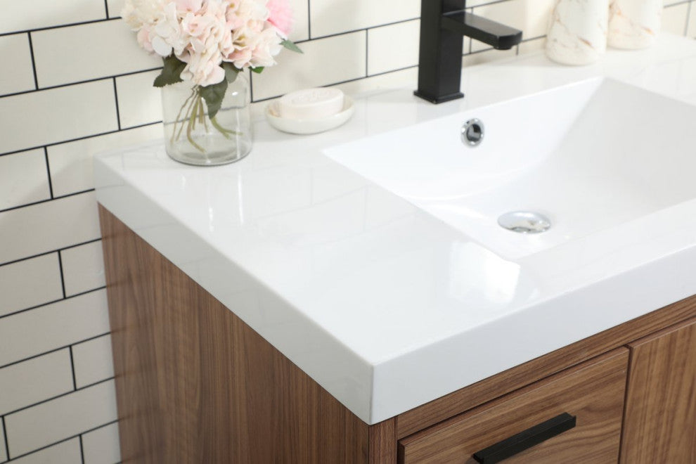 Walker Walnut Brown-Light Bathroom Vanity, Walnut Brown, 36"