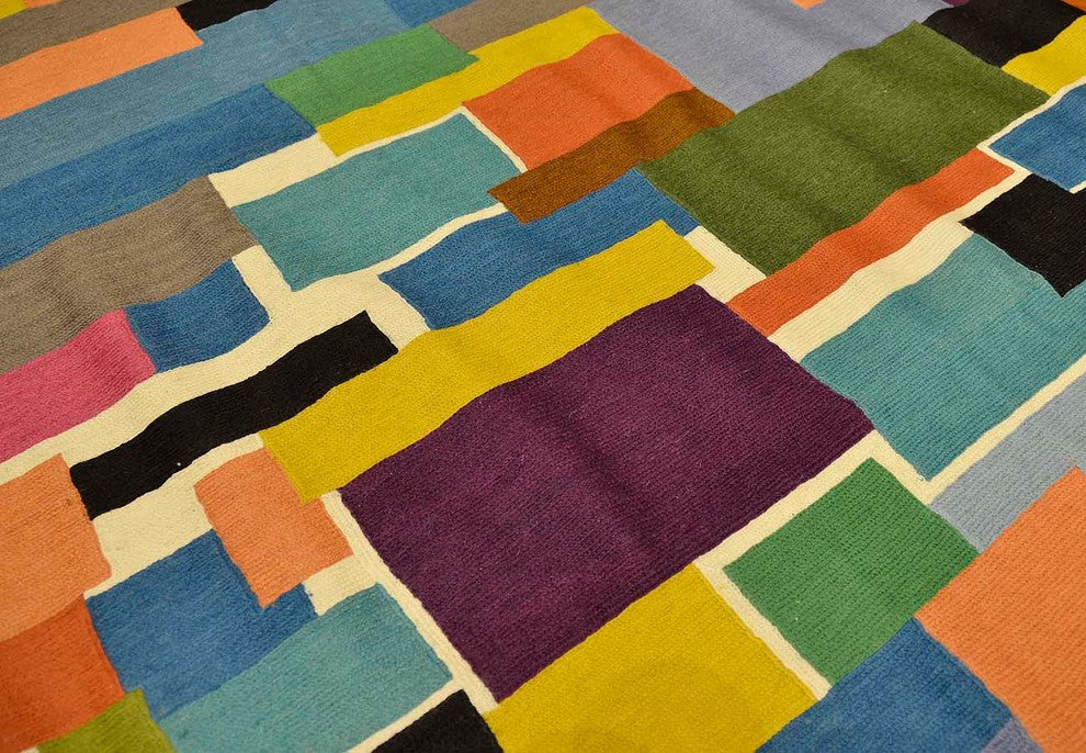 Color Swatch Wool Rug / Wall Tapestry Hand Embroidered 6ft x 4ft