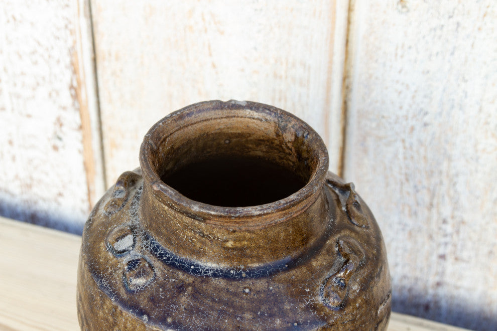 Burmese Brown Glazed Terracotta Pot