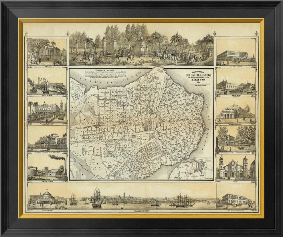 "Plano Pintoresco De La Habana, 1853"  by B. y Ca. May, 26x22"