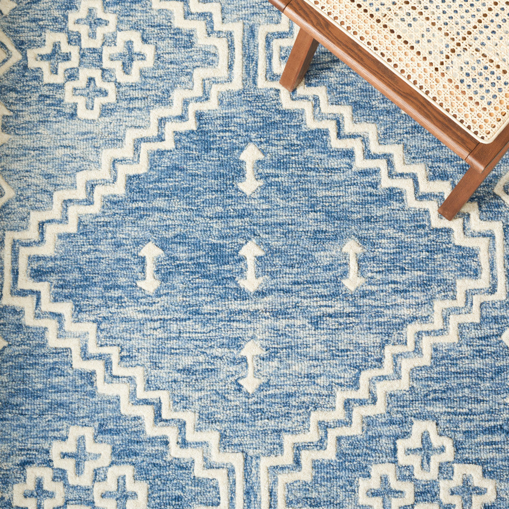 Safavieh Couture Abstract Collection, ABT852 Rug, Blue/Ivory, 5'x8'