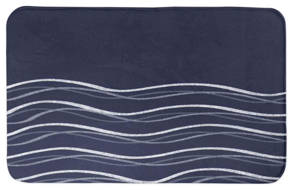 Navy Wavy Lines 21x34 Bath Mat