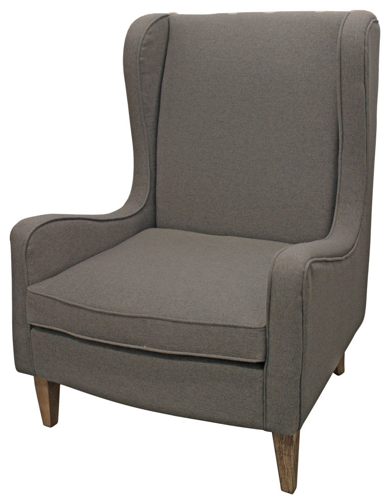Boulter Lounge Chair with Solid Wood Legs in Gray Linen Fabric