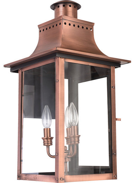 Quoizel CM8412AC Three Light Outdoor Wall Lantern Chalmers Aged Copper