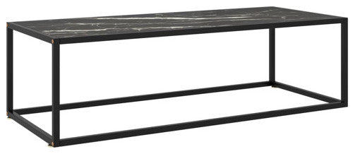 vidaXL Coffee Table End Table Accent Sofa Table for Bedroom Black Marble Glass