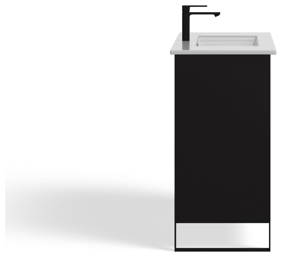 Bradford Bath Vanity, Black, 36", Black Hardware, Single Sink, Freestanding