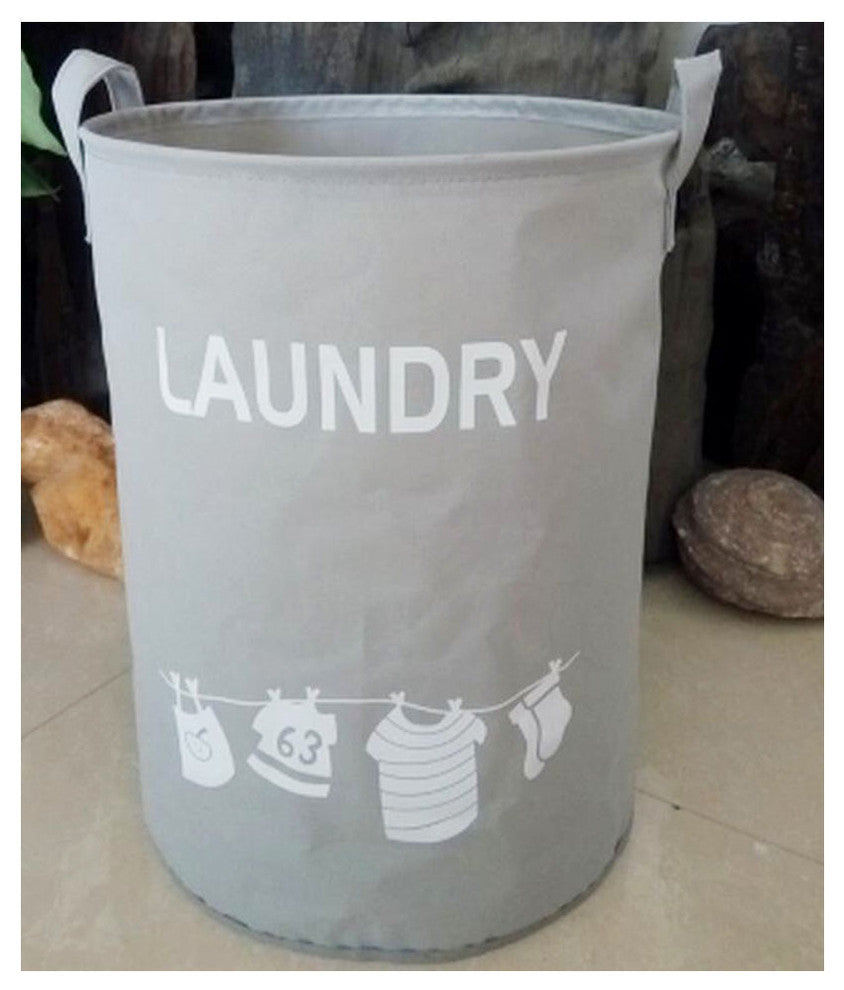 Polyester Home Laundry Basket Bags Clothes Hamper Storage Toy Organizer - Gray