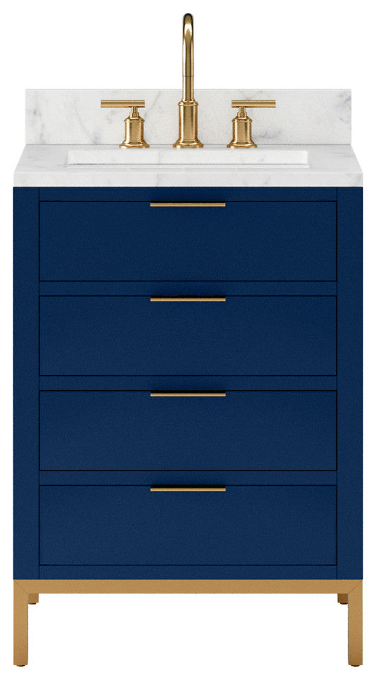 Bristol 24" Marble Countertop Vanity, Blue With Gooseneck Faucet