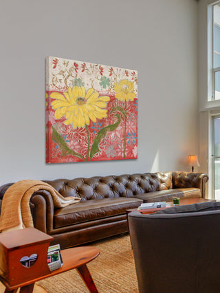 "Yellow Flowers 2" Painting Print on Wrapped Canvas