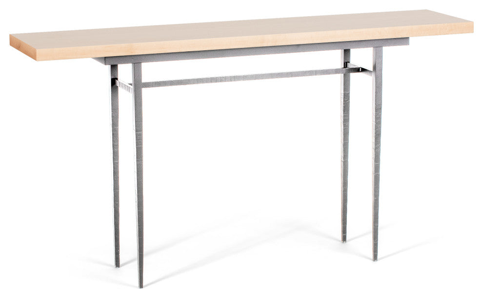 Wick 60" Console Table, Sterling Finish, Maple Natural Accents