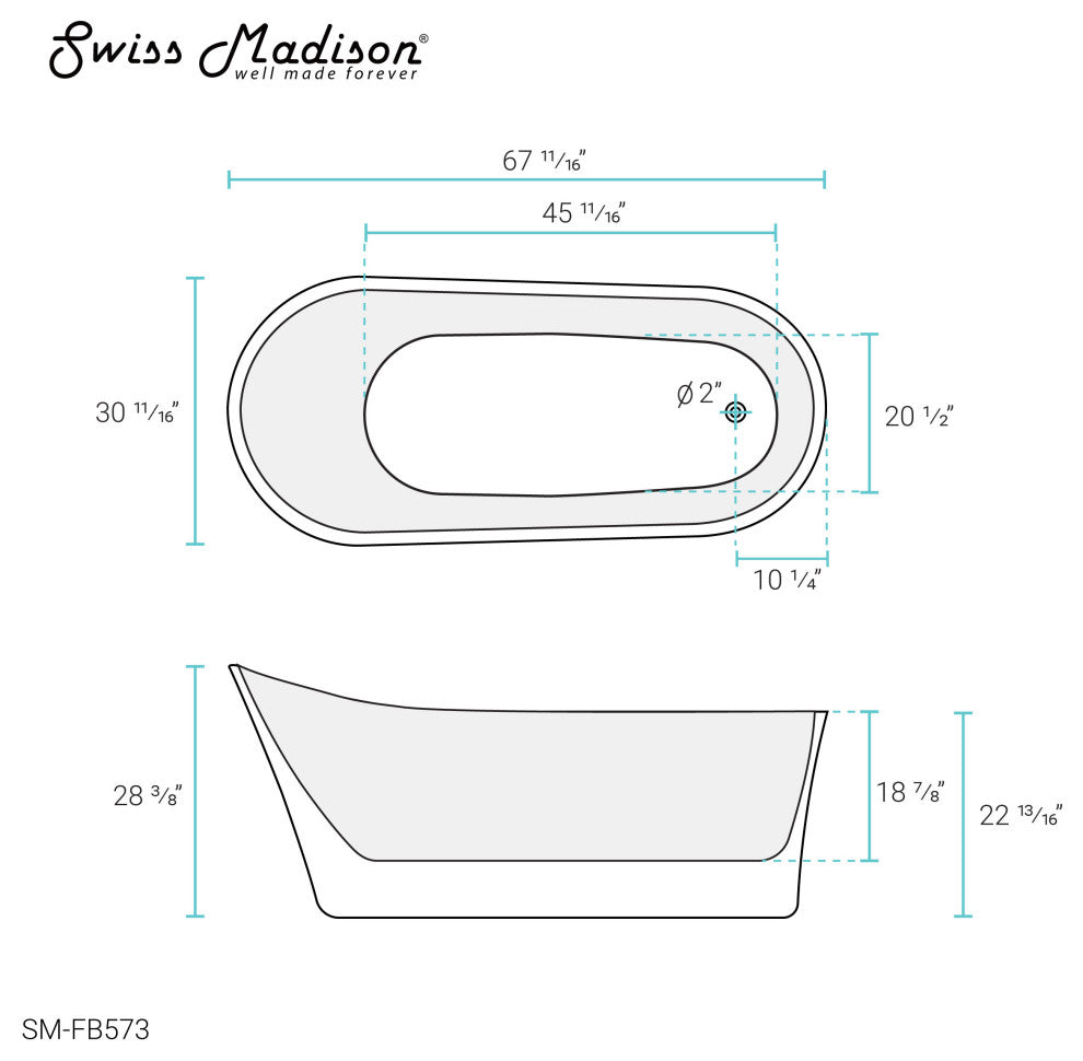 Sublime Freestanding Single Slipper Bathtub