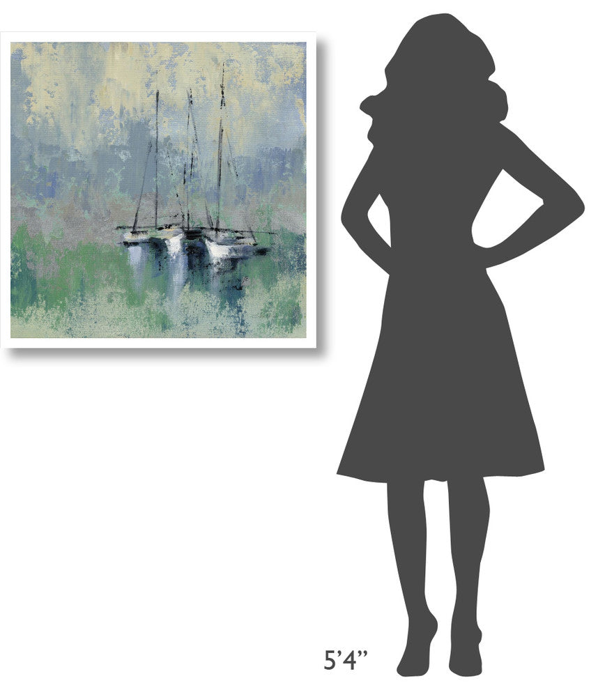 "Boats in the Harbor II" Digital Paper Print by Silvia Vassileva, 32"x32"