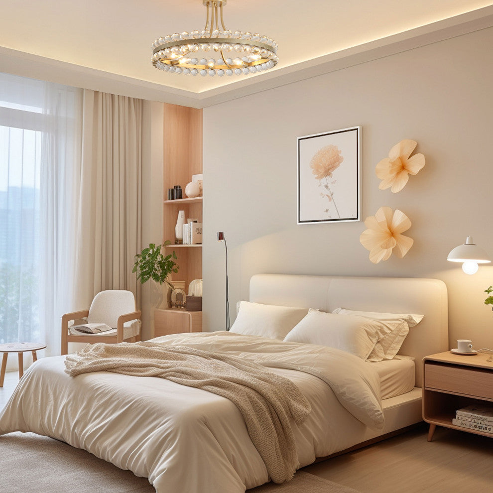 Cervine 8-Light Wagon Wheel Crystal Semi-Flush Mount, Brushed Champagne Silver