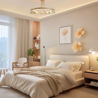 Cervine 8-Light Wagon Wheel Crystal Semi-Flush Mount, Brushed Champagne Silver