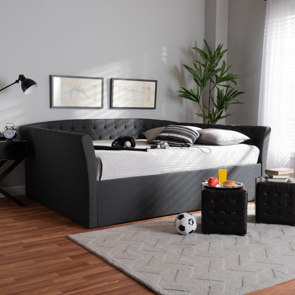 Qintal Upholstered Queen Size Daybed, Dark Gray