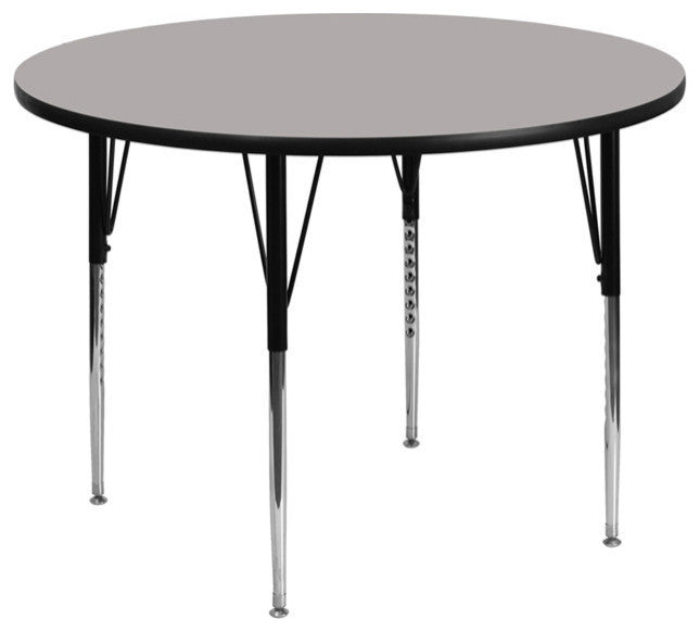 42'' Round Gray HP Laminate Activity Table, Standard Height Adjustable Legs