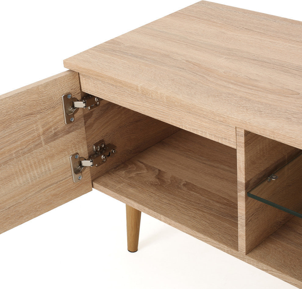 GDF Studio Reginald Mid Century Design Tv Stand, Oak