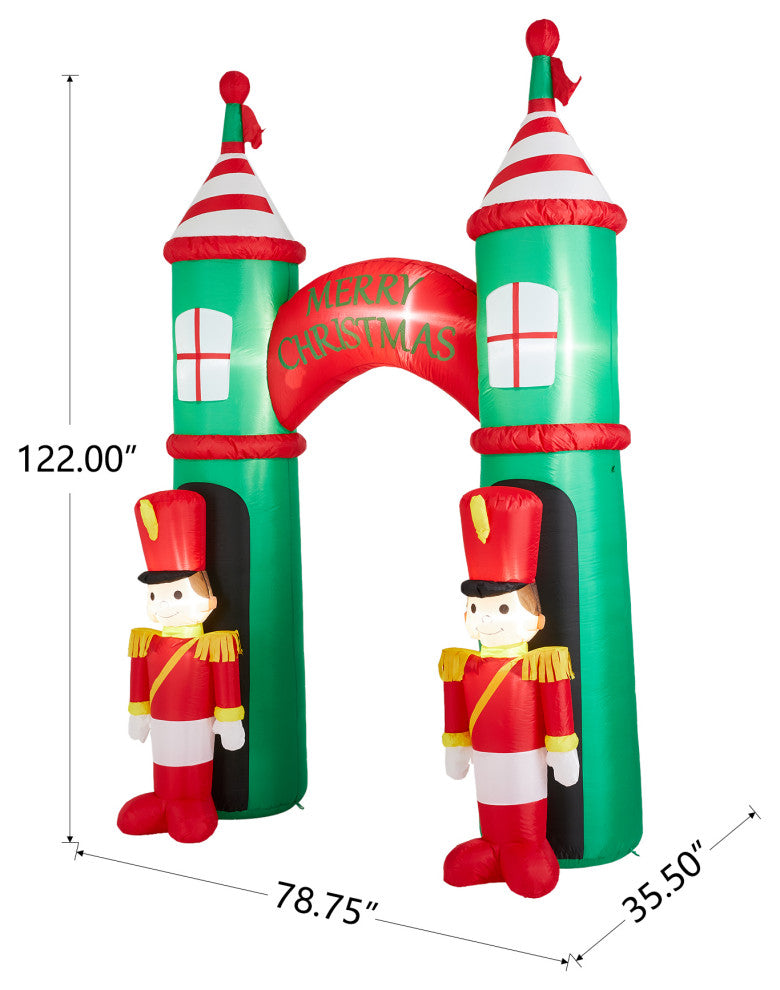 10FT Lighted Inflatable Arch Gate With Soldiers Decor