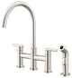 Parma Two Handle Bridge Kitchen Faucet With Sidespray, Stainless Steel