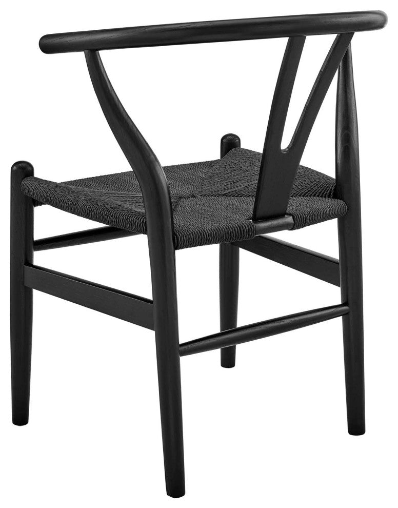 Side Dining Chair, Set of 2, Black, Wood, Modern, Cafe Bistro Hospitality