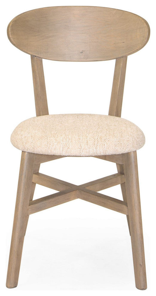 Rose Upholstered Dining Chair, Scrubbed Teak, Set of 2