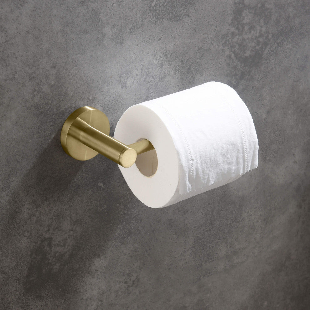 Circular 4-Piece Bathroom Hardware Set, Brushed Gold