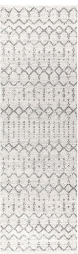 Moroccan HYPE Boho Vintage Diamond Runner Rug, Cream/Gray, 2 X 20