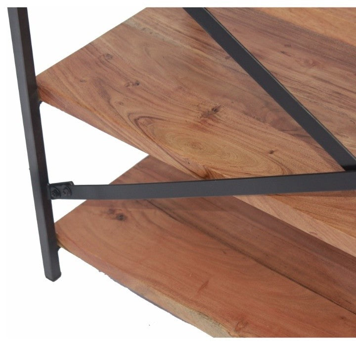The Urban Port Industrial Design 4 Shelves Wood and Iron Bookshelf