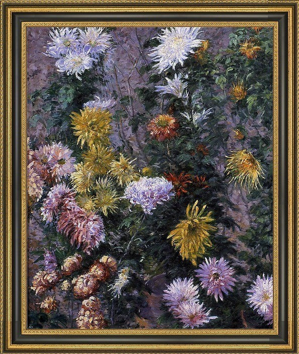 Gustave Caillebotte White and Yellow Chrysanthemums Garden Print, 16"x20"