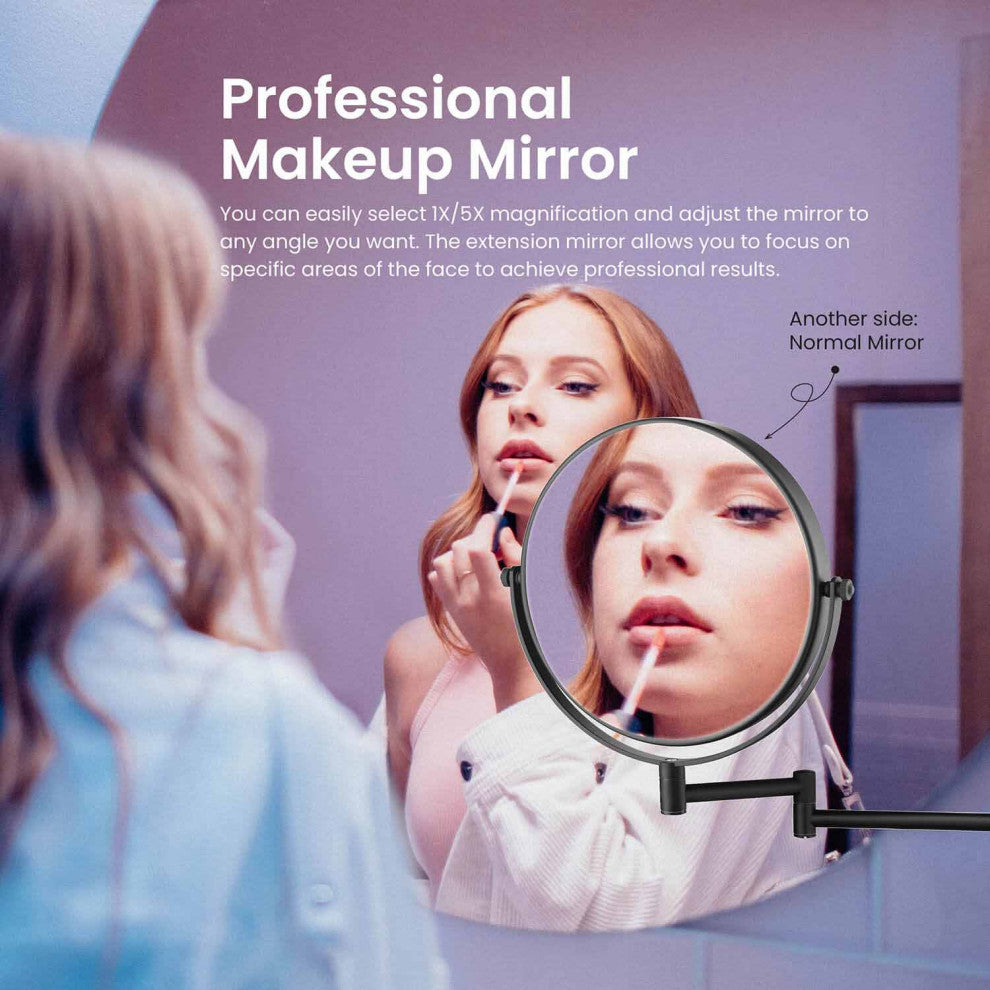 Circular Magnifying Makeup/shaving Mirror, Matte Black