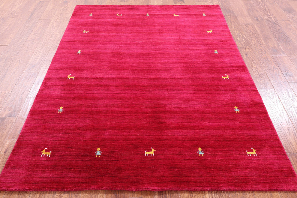 5' 0" X 7' 0" Hand-Knotted Persian Gabbeh Wool Rug - Q15295