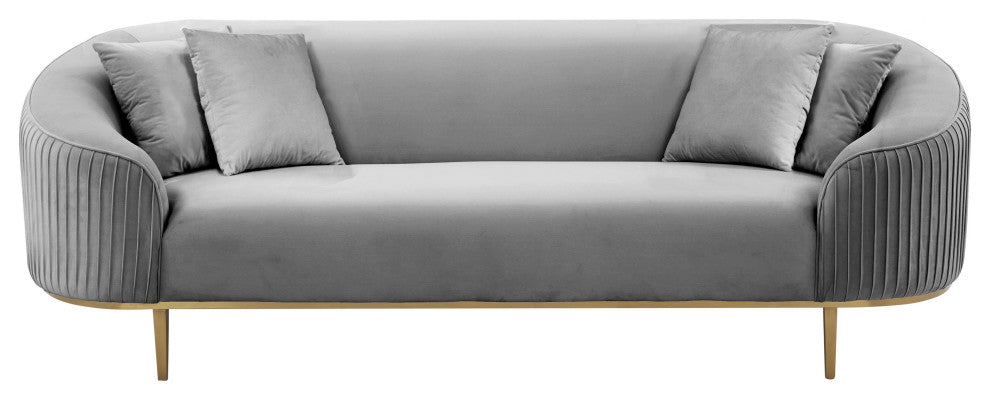 Michelle Light Gray Pleated Sofa