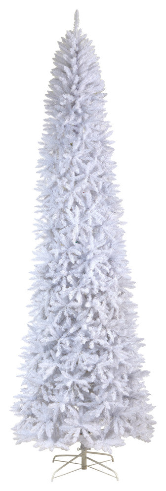 T3365 11 Slim White Artificial Christmas Tree With 950 Warm White LED Lights