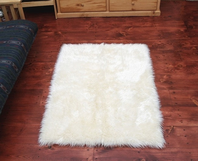 Faux Fur Area Rug Rug Ivory 3'5"x4'6" Medium