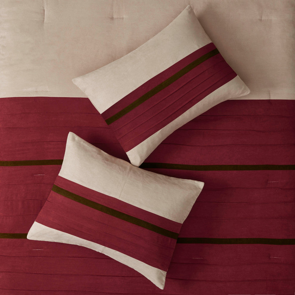 Madison Park Palmer Vera 7-Piece Microsuede Comforter Set, Red