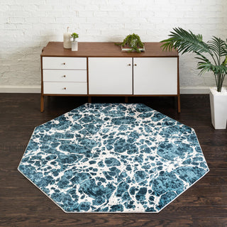 Unique Loom Oasis Breeze Area Rug, Blue, 6' 0 X 6' 0 Octagon