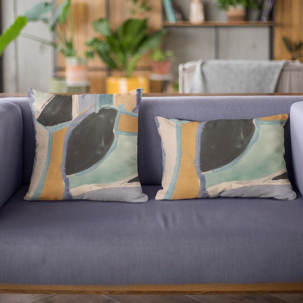 Plutus Blue Modern Print Graphic Print Luxury Throw Pillow, 16"x16"