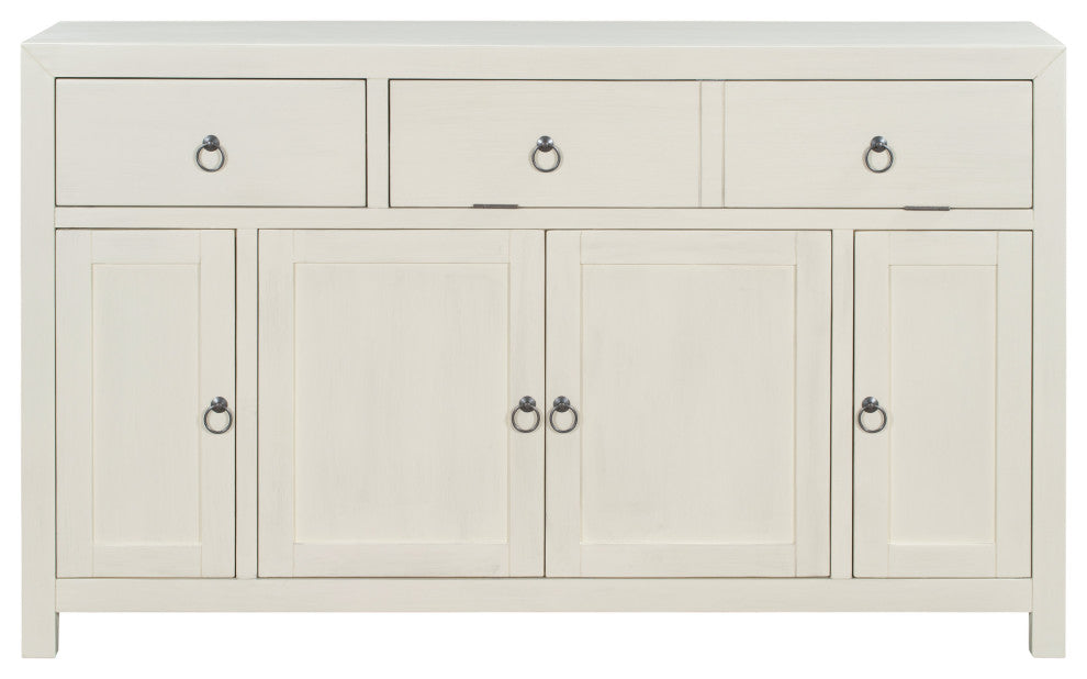60-inch Wood Sideboard with Drawers and Shelves, White, 60'' X 36''