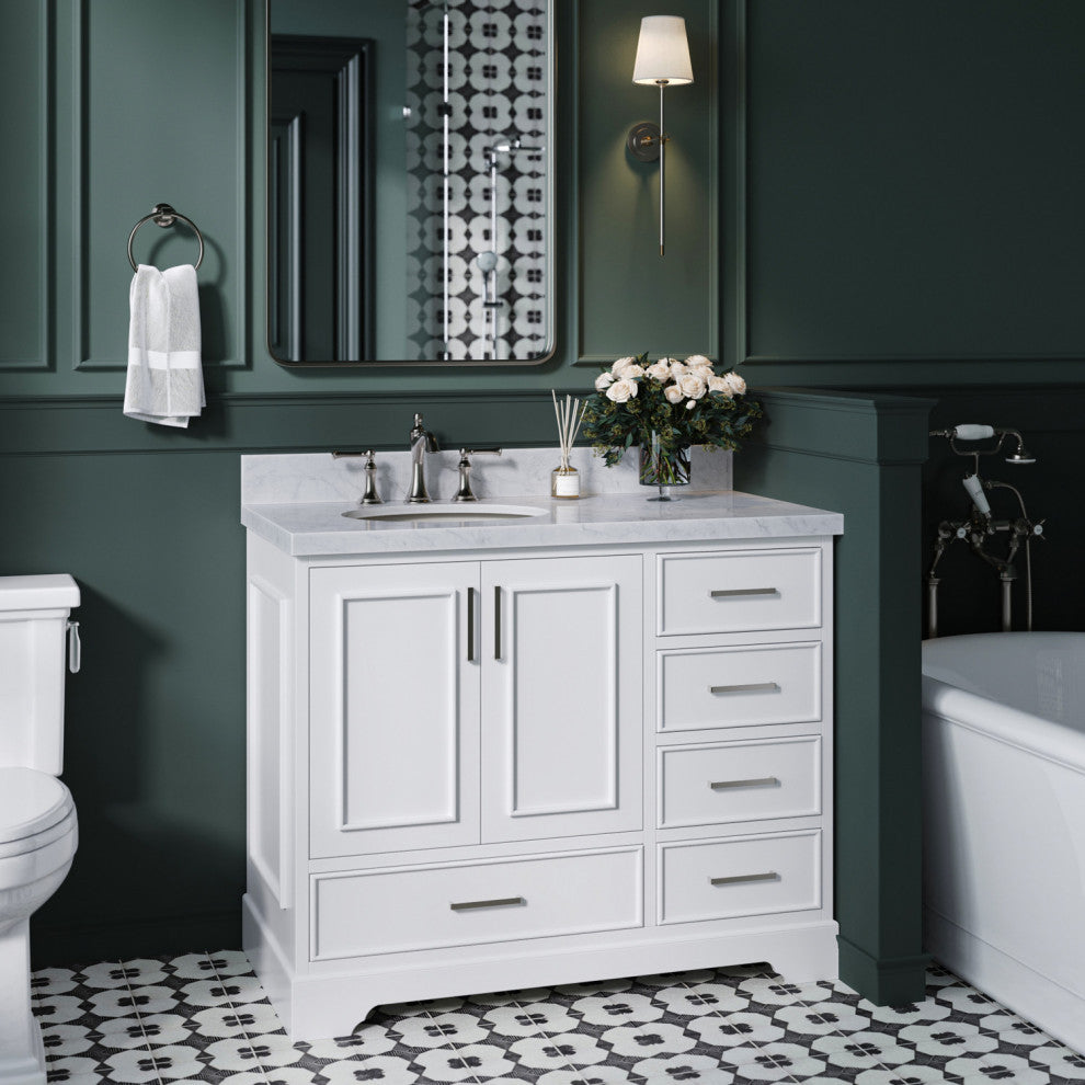 Ariel Stafford 42" Single Sink Bathroom Vanity Base, White