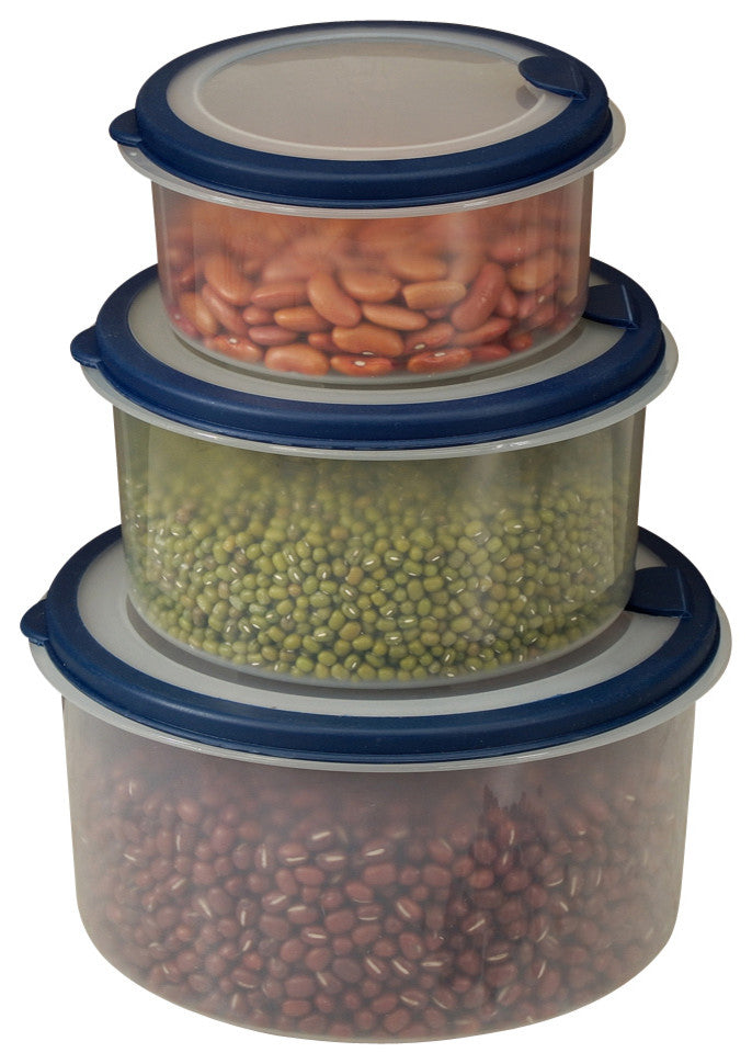 Plastic Food Container 6 Piece Set Round Lids Incl