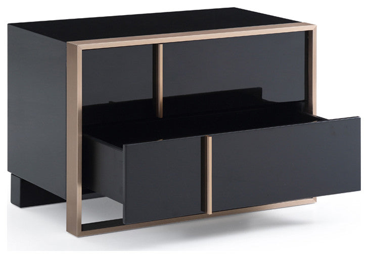 HomeRoots Modern Brushed Black and Bronze Nightstand
