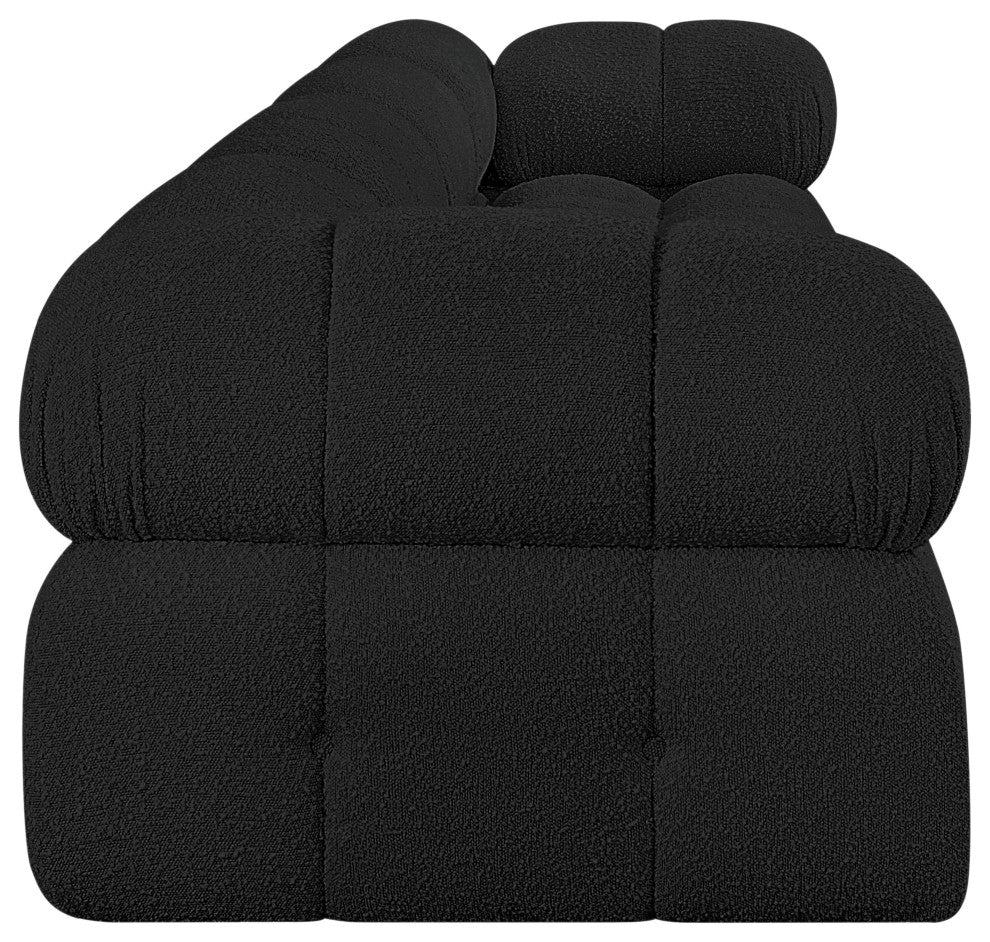 Ames Boucle Fabric Modular Sofa, Black, 4-Piece: 2 Armless Chair, 2 Corner Chair