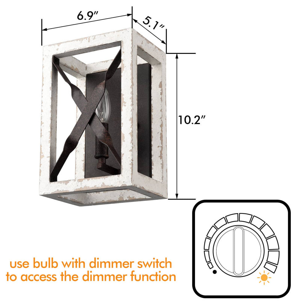 Farmhouse Rustic Wall Sconce 1-Light Mail Box Wooden Wall Lamp