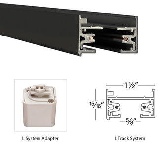 WAC Lighting L Track 2' Single Circuit 120V with 2 Endcaps in Black