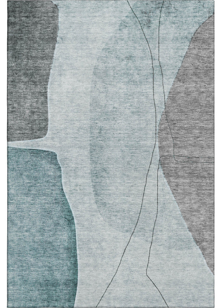 Premium Machine Washable Mayfield AMF696 Teal 3' x 5' Rug