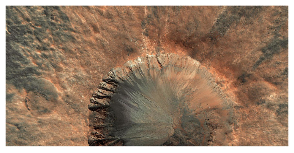 "Mars HiRISE  -  Crater near Sirenum Fossae" Paper Print by NASA, 62"x32"