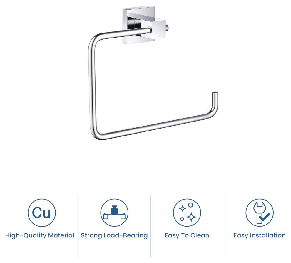 Cube Bathroom Towel Ring, Chrome